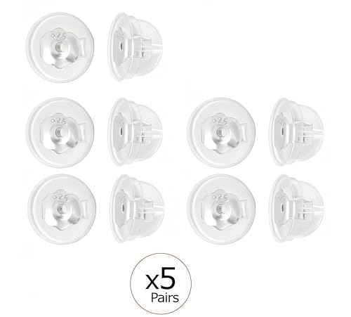 Earring Back Coated with Soft Clear Silicone 925 Sterling Silver (5 Pairs/Pack)2