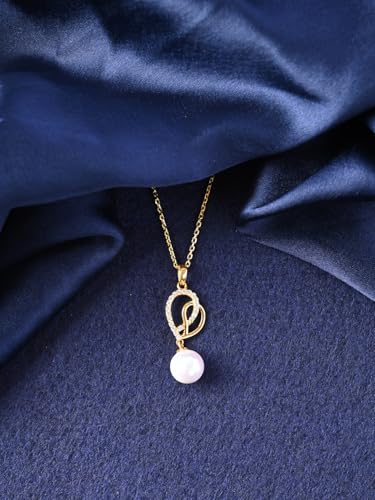 Image of CLARA 925 Silver Zahab Pearl Interlocked Pendant Earrings Chain Necklace