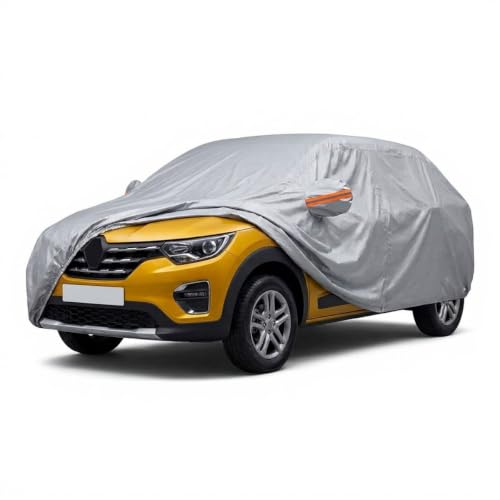 Image of myTVS 100% Waterproof Car Body Cover for Renault Kiger - Custom-Fit, Double-Layer, UV & Dust Proof, Mirror Pockets & Elastic Clip Lock (CSK 7A)