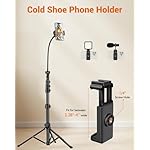 Phone Tripod, 85" Tall Tripod for iPhone with Remote, Gooseneck and Phone Holder, Overhead Phone Stand for Video Recording Watching Cooking Fitness Vlog, Compatible with iPhone Android, Black - Image 5
