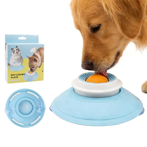 Alfombrillas para Lamer,Cuenco para Lamer Perros y Gatos con Ventosas,Juguete para Lamer Perros,Alimentador Lento para Perro Aliviar La Ansiedad,Juguetes para Perro (Azul)