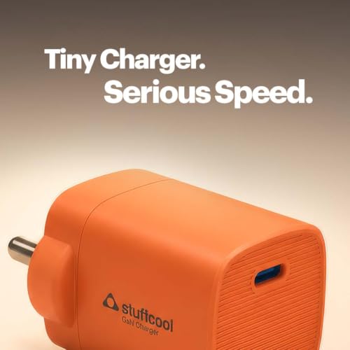 Image of Stuffcool Novus 25W Super Fast GaN Charger for Samsung, Pixel & iPhone Orange