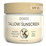 Dersie Tallow Sunscreen SPF 30 – Mineral UV Defense with Non-Nano Zinc Oxide – Face & Body Sun Protection for Adults & Kids – with 100% Grass-Fed Beef Tallow for Skin Comfort (2.1 oz)