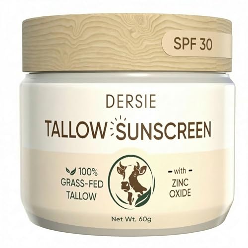 Dersie Tallow Sunscreen SPF 30 – Mineral UV Defense with Non-Nano Zinc Oxide – Face & Body Sun Protection for Adults & Kids (2.12 Ounce (Pack of 1))