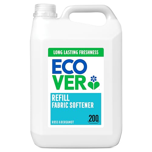 Ecover Concentrated Fabric Softener Refill Fabric Conditioner to Soften Your Clothes Rose & Bergamot Scent 1 x 200 Washes 1 x 5L