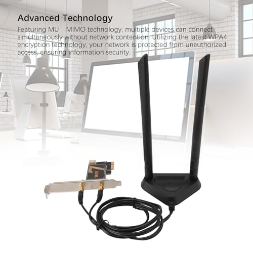 BE200NGW, Tarjeta PCI Ex1 con antena de 8DB, Adaptador de red inalámbrico WIFI7 5.4 para PC de escritorio (con base de antena desmontable) miniatura 4