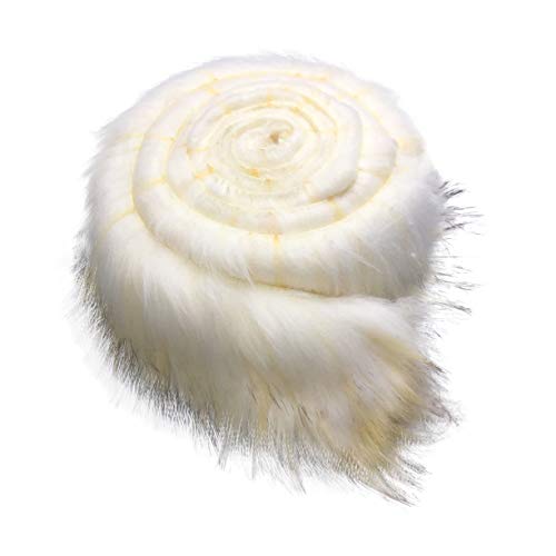 Furryvalley Cinta de piel sintética de zorro Raccon con ribete de piel sintética, rayas peludas para pantuflas con flecos de 2 yardas (blanco cremoso) Cover
