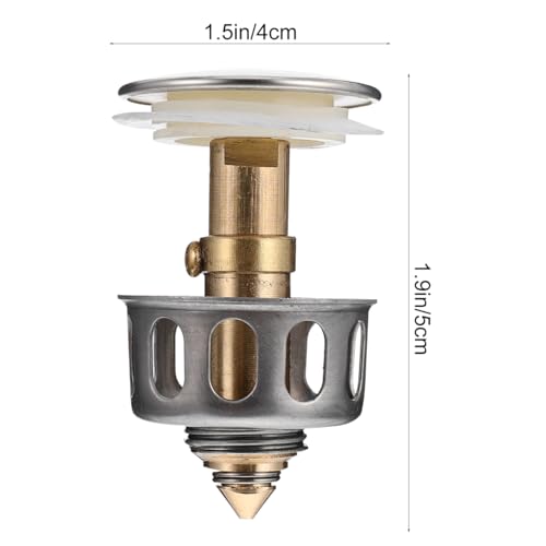 Image of Balacoo 4 Pack Pop Up Bathroom Sink Drain Stopper, Universal Core Basin Plug with Hair Catcher Strainer, Stainless Steel Filter for Washbasin