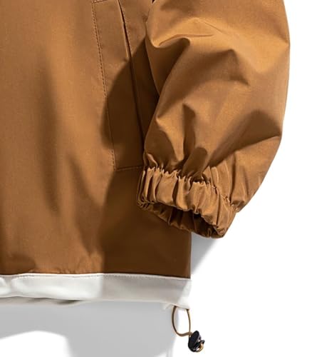Image of FTIMILD Mens Fake Two Pieces Windbreaker Spring and Fall Vibrant Color Block Coat Lightweight Jacket with Hood