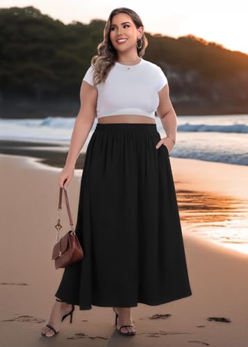 Lastshe Plus Size Maxi Skirt for Women - Use Code V58DH5LV - Image 3