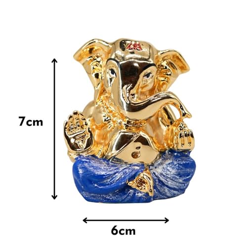 Image of Gold Plated Appu Ganesha | Ganpati Murti Idol for Car Dashboard, Office Desk, Home Temple & Gifting |Blessings & Prosperity |Positivity Good Luck & Success | Height 2.7 Inch