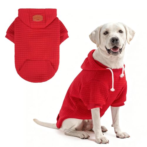 Image of BEAUTYZOO Dog Hoodies Sweater for Large Dogs,Waffle‑Like Laminated Pet Coat