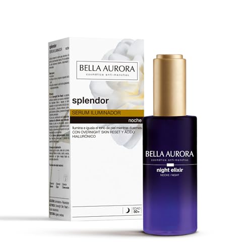 BELLA AURORA - Splendor Iluminador 30 ml, Sérum Facial de Noche, Piel más Luminosa, Unifica el Tono, Antiedad, Reduce las Arrugas, Efecto Hidratante, Reparador y Antimanchas