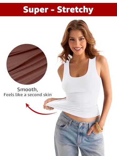 Womens Double Lined Scoop Neck Tank Tops Basic Slim Fit Sleeveless Shirts Y2K Summer Going Out Outfits2