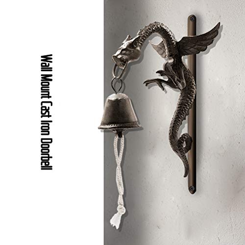 DreamsEden Wall Mount Cast Iron Doorbell, Rustic Dragon Art Door Bell for Garden Yard Home Decor - Thumbnail 7
