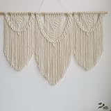 Hibisaws Tapiz de macrame pared de arte tejido, decoración de habitaciones, 110 cm (ancho) x 82 cm (alto),decoración de balcón, decoración de pared (A)