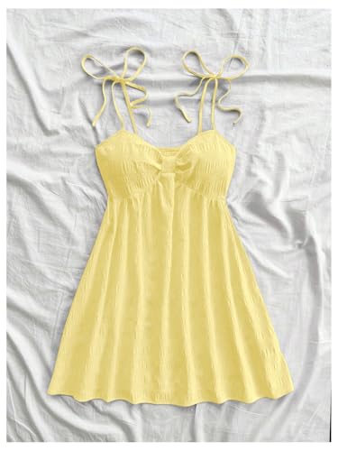 Image of SOLY HUX Women's Summer Cami Sun Dress A Line Tie Shoulder Y2k Cute Casual Short Mini Beach Babydoll Dresses