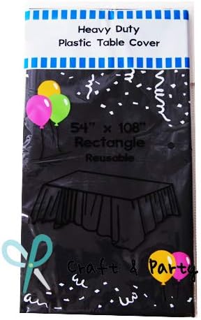Evershine (6-Pack Heavy Duty Plastic Table Covers Tablecloth (Reusable) (Rectangle 54" x 108", Black)