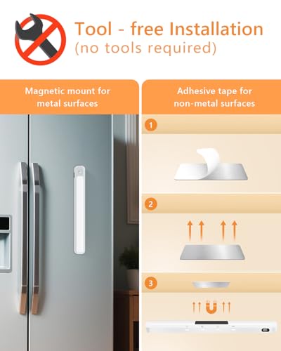 Image of WILLED Under Cabinet & Closet Lights, Motion Sensor, Rechargeable, Magnetic, 3 Color Temps, Dimmable LED Light Bar for Indoor Kitchen Counter (4 Pack, White)