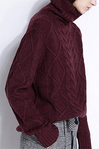 Image of Wool Sweaters Women's Turtleneck Pullover Female Loose Long Sleeve Tops Winter Thick Knitted Jumper