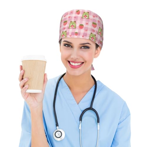 Image of Adjustable Scrub Cap with Sweatband, Breathable Working Hat for Men /Women