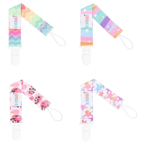 Image of ALVABABY Baby Pacifier Clips Paci Universal Holder Leash Pacifier Clip Binky Holder for Teether Soothie 6 Pack 6DBP06
