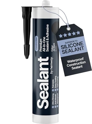 Jet Black Construction Sealant & Adhesive All-in-One Hybrid Polymer | Superior to Silicone Sealant | Waterproof, Odourless, Anti-Mould, Paintable | Kitchen Bathroom Outdoor - 300 ml 1 Pack