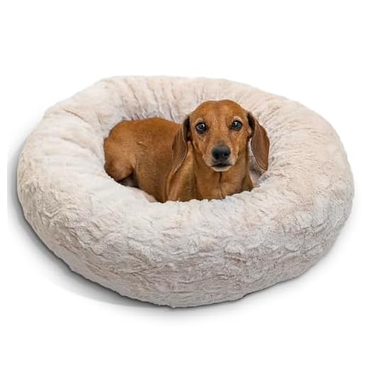 Best Friends by Sheri Donut Cuddler in Lux Fur Dog Bed/Cat Bed, 23"X23", Oyster