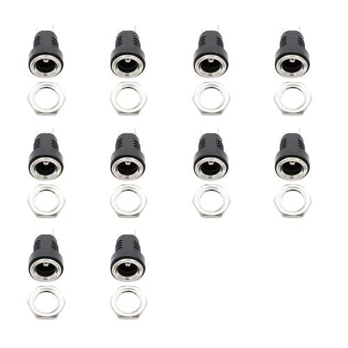 Imoumou 10 Stück DC Einbaubuchse 5,5x2,1mm DC Power Jack Buchsen Buchse mit Überwurfmutter, DC022B, Arduino Buchse Imoumou 10 Stück DC Einbaubuchse 5,5x2,1mm DC Power Jack Buchsen Buchse mit Überwurfmutter, DC022B, Arduino Buchse