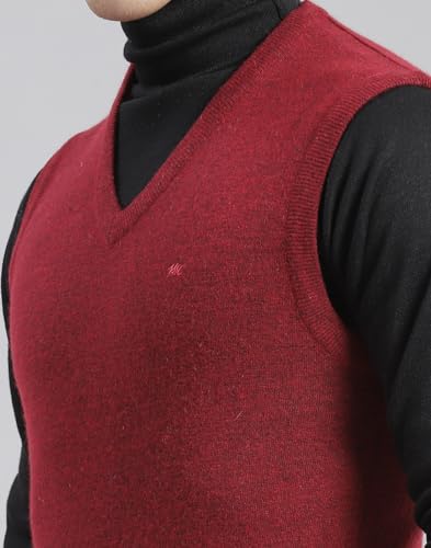 Image of Monte Carlo Off White Solid V Neck Sweater | Warm Woolen Pullover for Men | Soft Comfortable Knitted Winter Wear Sweater for Men's