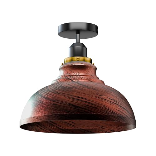Rustic Red Semi Flush Mount Lighting Fixture, E26 Base Modern