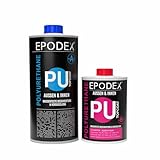 EPODEX 2K PU Topcoat, Polyurethan Beschichtung für Innen & Außen, klarer Polyurethan Lack, UV-beständig, wasserdicht, matt, 7m² für 2 Anstriche - 1.5kg