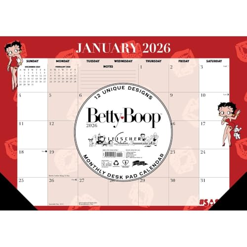 Betty Boop 2026 17 X 12 Small Monthly Deskpad