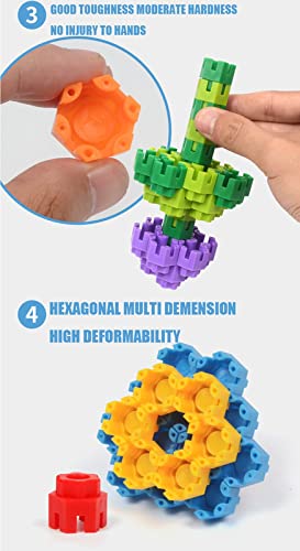 Image of Hexagon Shape Building Blocks Game Toy Set for 3-8 Years Old Kids Boys & Girls,Random Color,90+ Piece (Hexagon Shape Building Block Toys)