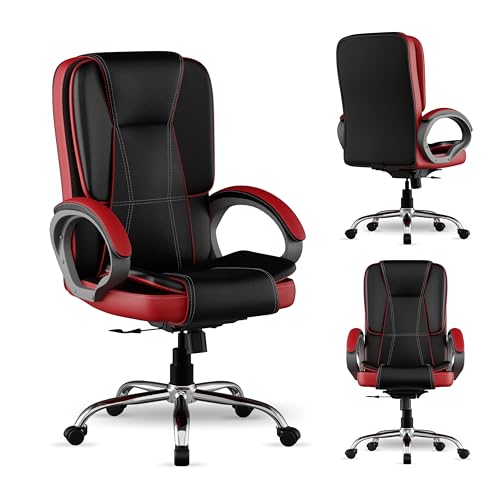 Image of FUGO FG12 Ergonomic Office Chair | Adjustable Height Swivel Chair with 360 Rotation | Comfortable Seating for Home Office & Study | Computer Desk Chair with 3-Year Warranty (Black and Red)