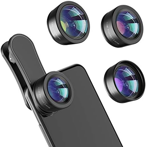Phone Camera Lens,Upgraded 3 in 1 Phone Lens kit-198° Fisheye Lens + Macro Lens + 120° Wide Angle Lens,Clip on Cell Phone Lens Kit Compatible with Most Phones,Most Smartphones