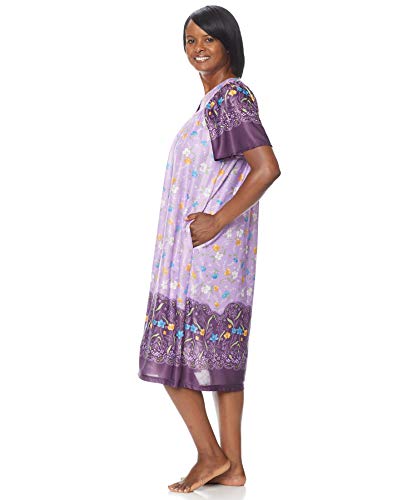 Image of AmeriMark Casual Women's Patio Muumuu House Dress Loose Comfortable Short Sleeve Sun Dress Lounger Gown Sleepwear for Ladies