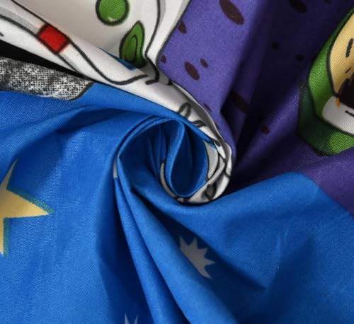 Image of Filymore Kids Single bedsheet Space and Astronaut Theme for Single Size Bed 240 TC Microfiber Soft Cartoon bedcover for Kids Room (90x60 Inches)(SkyBlue and Grey)