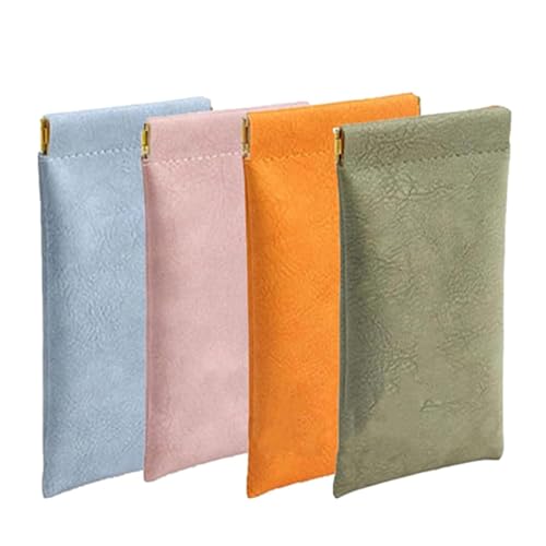 Erebloom Pouchic - Personalized Snap Closure Leather Organizer Pouch, Jolly Wish Pouch, Pouchic Snap Closure Pouches, pink chloe pouchic, No Zipper Self-Closing Lambskin(4PCS(A))