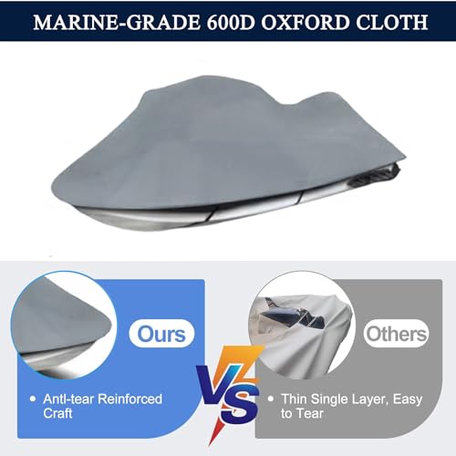 Miniatura 6 de Gycdwjh Funda Para Moto Acuática,Cubierta Para Moto De Agua Pwc Remolcable Al Aire Libre Trailerable Jet Ski Cover Impermeable De Tela Oxford 210d Para Barco Se Adapta A Sea Doo,Gris,420cm 300cm