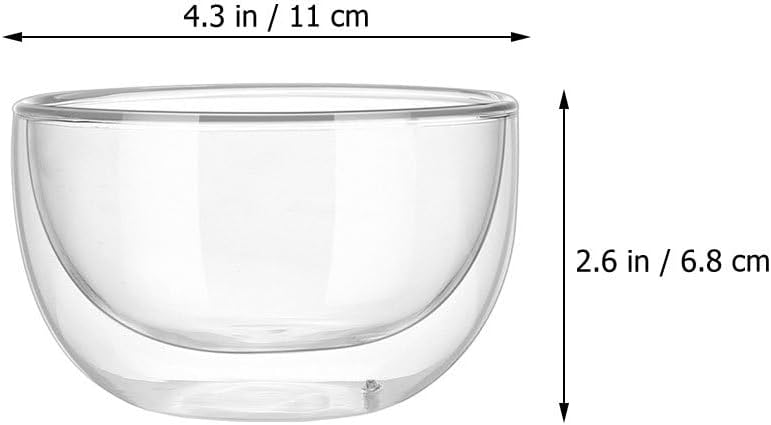 Cabilock Transparent Glass Tableware Bowl 4.33X4.33X5.35In Crack-Resistant Serving Bowl for Fruit Salad Ice Cream Smoothies Cold Desserts Set of 2