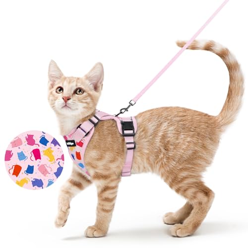 Image of rabbitgoo Cat Harness and Leash Set, Escape Proof Vest, Purrty Pink