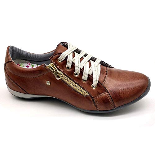 Sapatenis Casual Feminino Couro Dia a Dia Leve Bm Brasil 218 Marrom 37