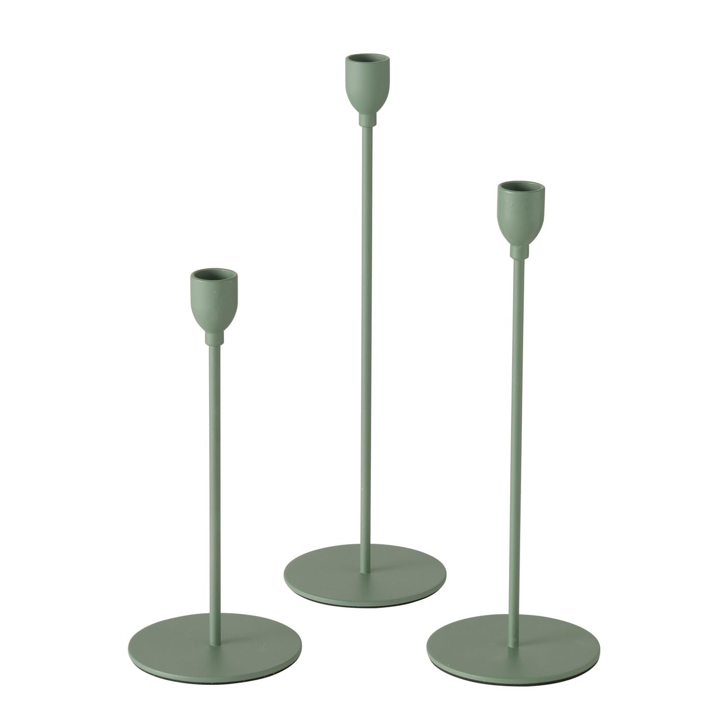 Nordic Charm Kerzenständer Set, 3-teilig, Mattgrün, 23-33 cm, Eisen