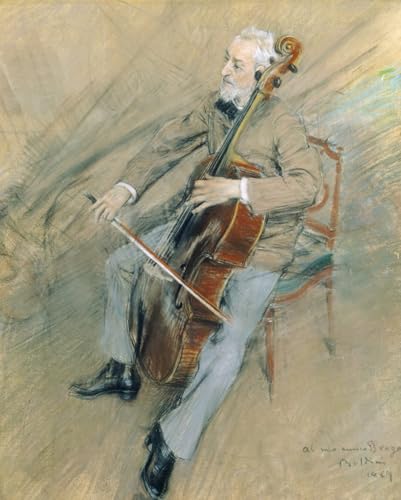 Lienzo de violonchelista Gaetano Braga cuadro para salón y rincón de lectura relajante