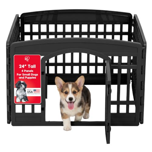 IRIS USA 4-Panel Dog Playpen, Pet Enclosure, Black | Pet Containment, Configurable…
