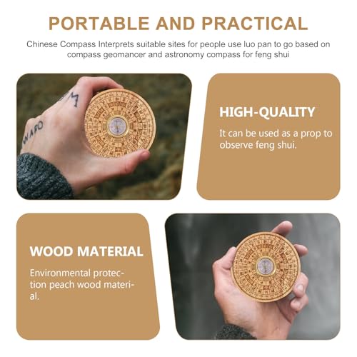 Brújula Feng Shui de Madera de Durazno con Escala de Un Grado miniatura 7