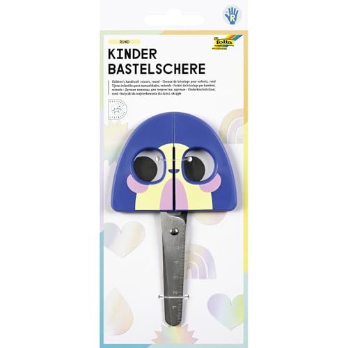 folia 772 - Forbici per Bambini Rainbow, Circa 16 cm, Forbici per Bambini con Motivo Arcobaleno e Righello in Rilievo, in Acciaio Inox con Angoli arrotondati, per destrimani