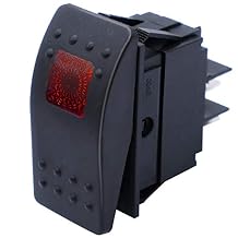mxuteuk 12V Red LED Light Self-Locking Rocker Switch 4 Pin SPST ON/Off 20A for Car Boat Marine RK1-06N-R