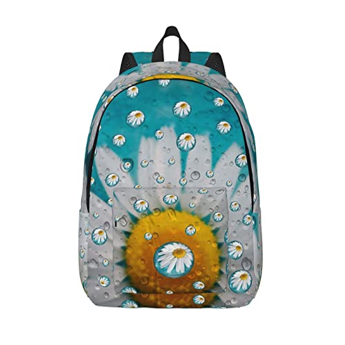 Grand sac à dos ordinateur marguerites pour étudiante avec compartiment PC M
